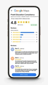Checking Google reviews of an education consultancy in Nepal for Australia